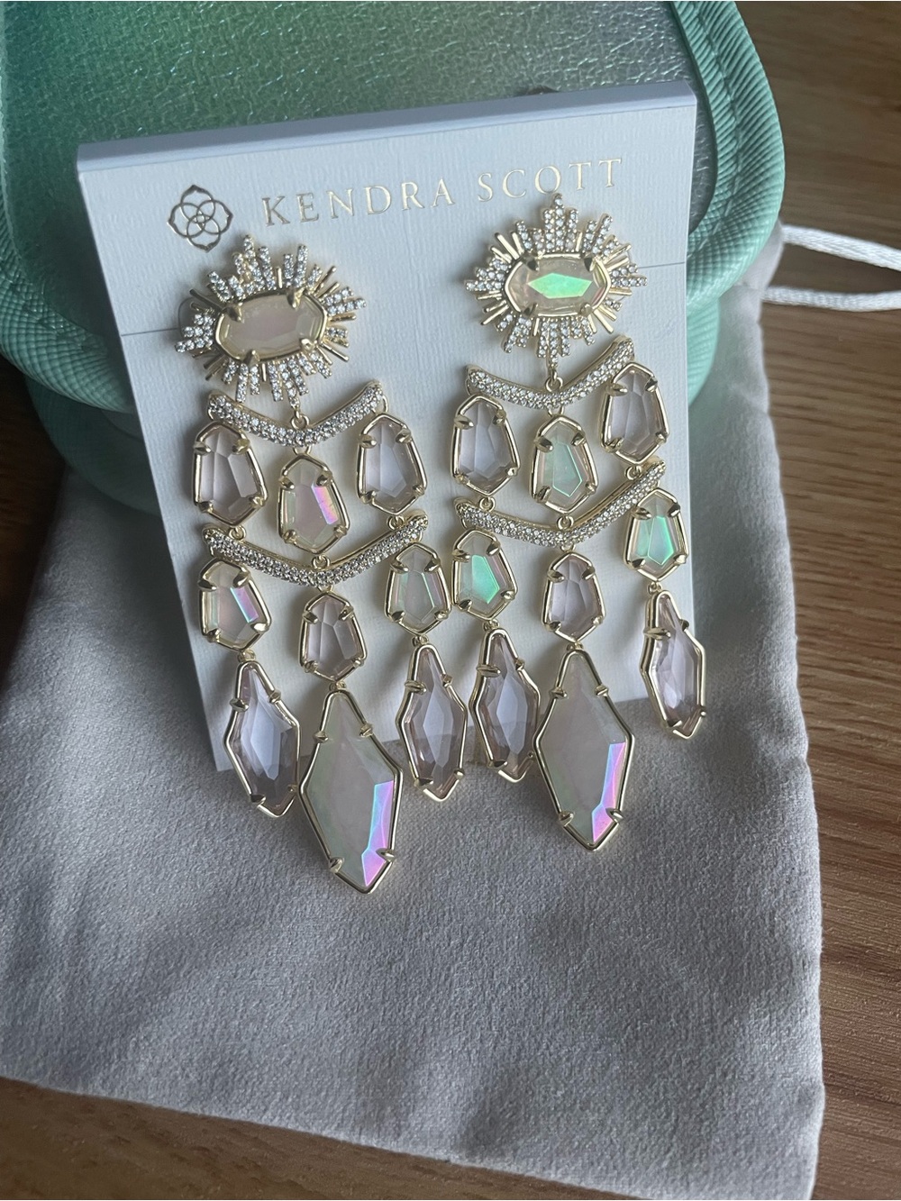 Kendra Scott Alexandria Tiered Statement Drop Earrings Gold Iridescent